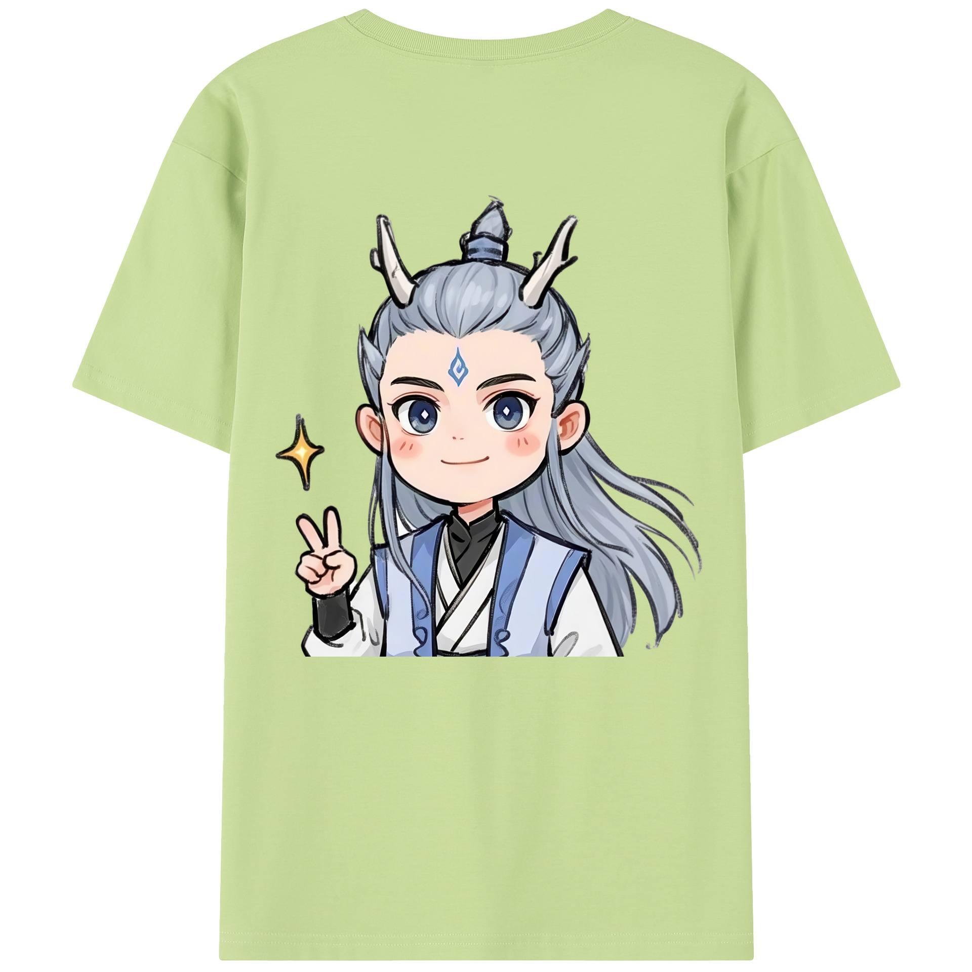 （画像用） Ne Zha 2 ナタ 魔童の大暴れ 綿100％半袖Tシャツ（背面プリント）